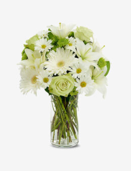 Ramo de Flores Blancas con Rosas y Gerberas – Deseos de Paz
