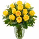 Arreglo de dos docenas de rosas amarillas elegantes en florero de cristal - FloresHoy CDMX