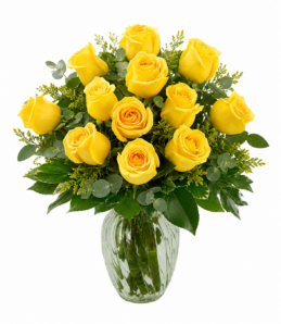 Arreglo de dos docenas de rosas amarillas elegantes en florero de cristal - FloresHoy CDMX