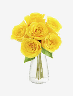 Arreglo de Rosas Amarillas en Florero de Cristal – Sol Radiante