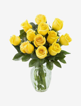 Arreglo de Rosas en Florero de Cristal – Luz de Rosa