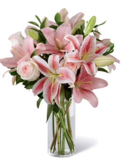 Ramo de Lirios Orientales y Rosas Rosas