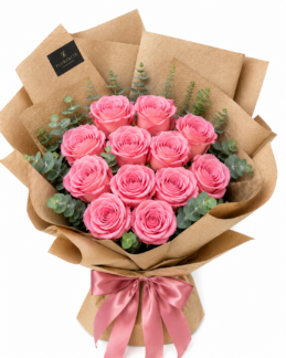 Ramo de 12 Rosas Rosas Premium – Una Docena