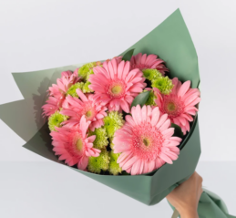 Ramo Destello de Alegría | Gerberas Rosas y Crisantemos